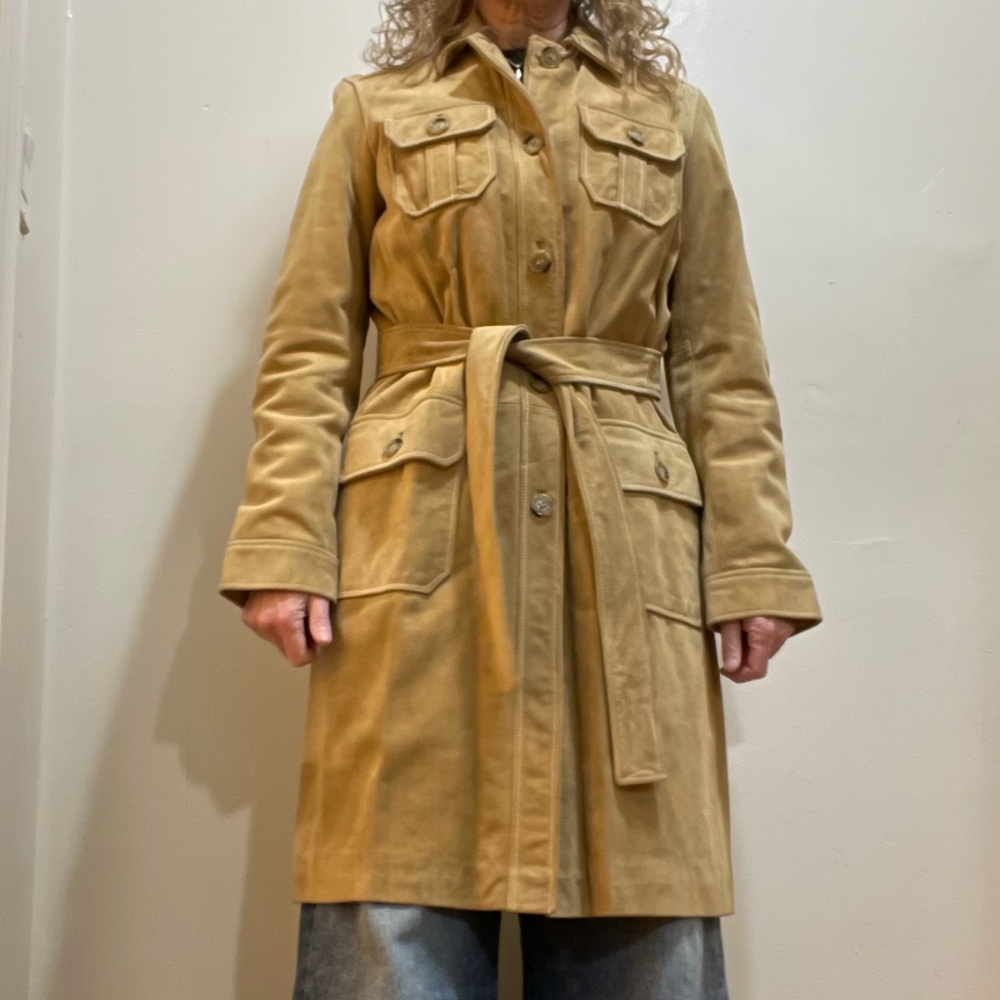 GAP Vintage Women's Camel Suede Trench Coat Size M